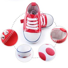 SOFT BABY CANVAS NON-SLIP CRIB SHOES SIZE 5.5 FOR BOYS AND GIRLS FIVE COLORS
