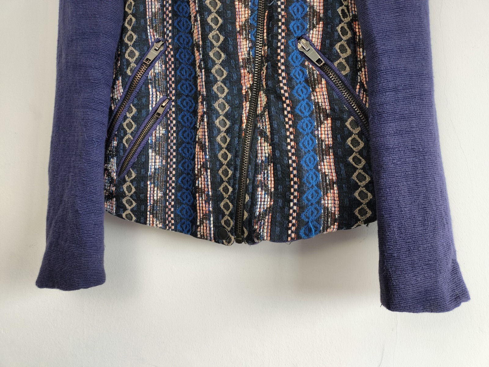 Zara Basic Purple Aztec Full Zip Collared Blazer … - image 4