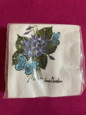 Violets with Butterfly Design Cocktail Napkins - Made in the USA - Vintage