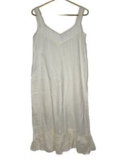 Vtg Quills Ireland Edwardian Nightgown Cotton Eyelet Lace Long Ivory One Size
