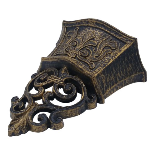 Bolsillo de pared Hollywood Regency DART Syroco 6005 oro flor de lis vintage años 70 - Imagen 2 de 9