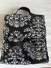 VERA BRADLEY Insulated Lunch Tote Blk/Wht/Gray Flowers Ex Condition
