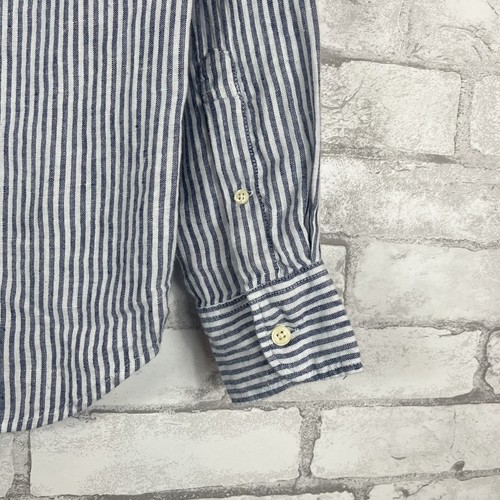 J.CREW FACTORY NWT Men's Classic Linen-Blend Blue Stripe Shirt SMALL BN323 - Picture 4 of 7