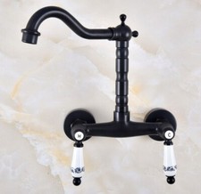 Black Oil Rubbed Brass Kitchen Faucet Bathroom Sink Mixer Tap Wall Mount snf827
