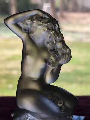 Vintage Lalique France Crystal Floreal Nude with Flowers