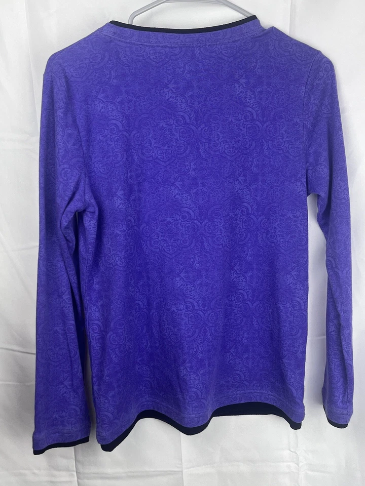 Y2K Medallion Geo Long Sleeve Shirt Purple Black Silver Goth Emo Top Women's M - Image 3 of 4