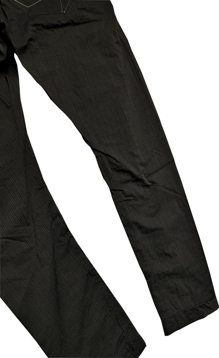 Pantalon Gris à Rayures Girbaud Avec Laçage Rouge - Taille 34, Déstructuré, Très Bon état
