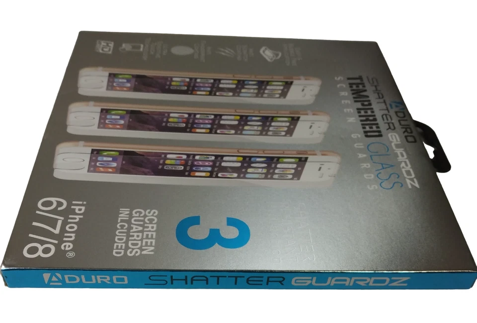 Protector de pantalla de vidrio templado Aduro Shatterguardz para iPhone 6/7/8 - Paquete de 3 Foto 4 de 4