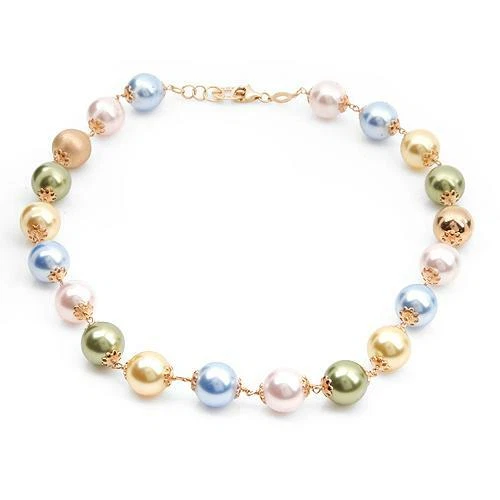 ROSATO 9K SOLID ROSE GOLD PASTEL FAUX PEARLS NECKLACE - Image 2 of 3