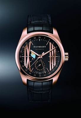 Davidoff Velocity 21138 GMT ETA Schweizer Automatikuhr Uhr Krokodil Leder 5460 