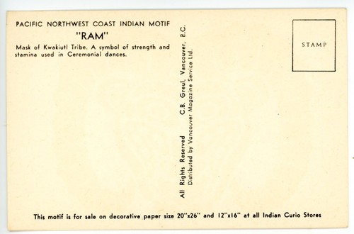 RAM Pacific Northwest Coast arte no aborigen firmado C B Greul 1950-60 - Imagen 2 de 2