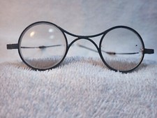 RARE FRENCH ROUND STEEL 1840 HIGH MINUS - 10.00 D LENS "X" BRIDGE EYEGLASSES: