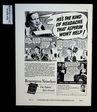 1937 Remington Noiseless Typewriter Old Noisy Headache Vintage Print Ad 32175 thumbnail