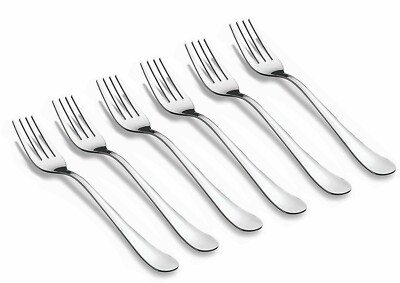 Lunch Steel Dinner Fork Set Silver Home Kitchen Plain Stainless Set of 6