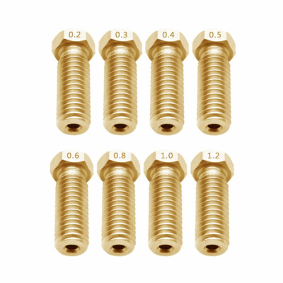 5pcs Volcano Brass Nozzle - 1.75 Filament - 0.3/0.4/0.6/0.8/1.0/1.2