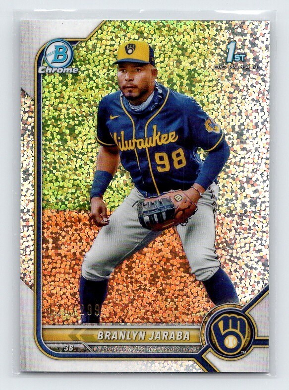 2022 Bowman - Chrome Branlyn Jaraba #BCP-15 Speckle Refractor /299 (RC) Brewers