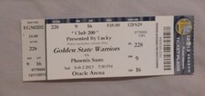 Golden State Warriors Vs Phoenix Suns 2/2/13 unused Ticket 