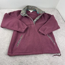 Vintage 90s LL Bean Medium Fleece Pullover Jacket Snap Floral