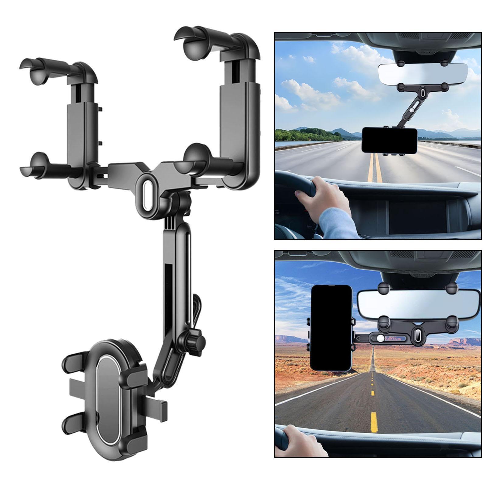 Retractable Telescopic Shockproof Mirror Car Phone Mount – Stable & Sturdy-image