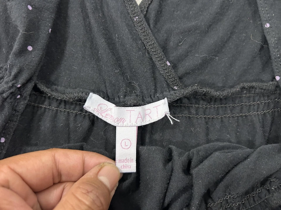 Blusa Camisa Babydoll Y2K Tarta Limón Grande Negra Lunares Sin Mangas Foto 3 de 4