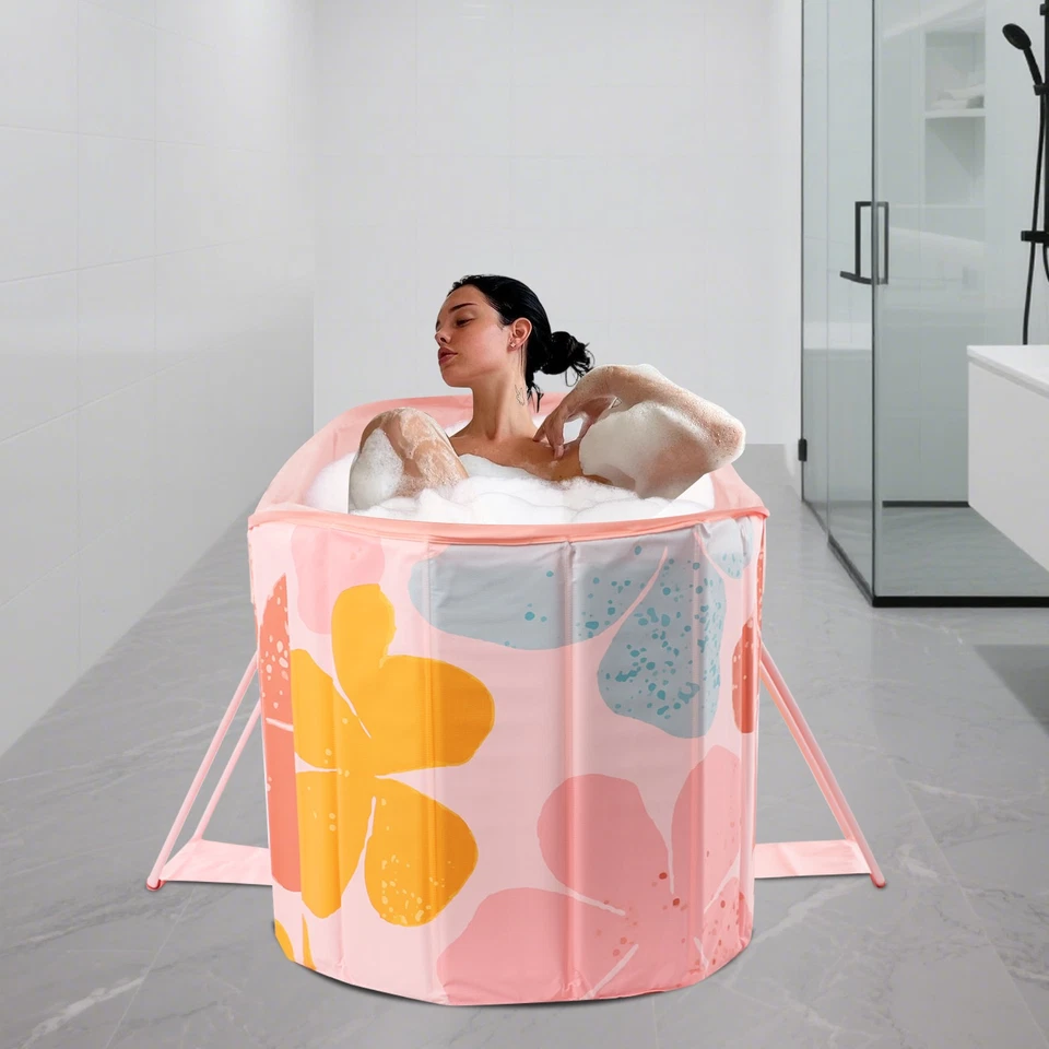 Pink Foldable Bathtub Portable Insulated Bathtub PVC Ice Bath Tub for Adult 1.2m - Image 3 of 4