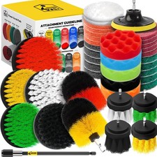 40 Piece Drill Brush Attachment Set Scrub Pads Scouring Pads Power Scrubber B...