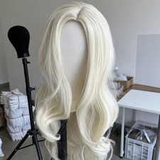 Synthetic Hair Heat Resistant Long Wavy Soft Cosplay Party Wig Platinum blonde