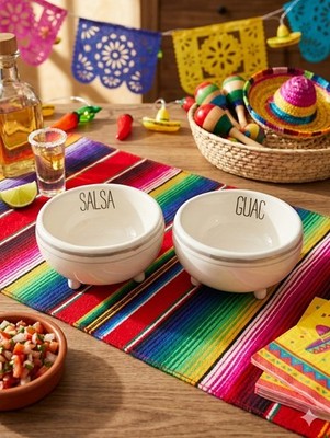 Mud Pie Salsa and Guacamole Dip Bowls Stackable Ceramic Taco Night Cinco De Mayo