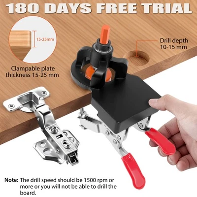 DAYPLUS 35mm Hinge Jig Drill Guide Wood Hole Cutter Kitchen Door Cupboard Drill Locator