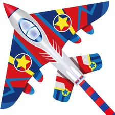 58" Fighter Plane Kites for Kids Easy to Fly, Kites for Adults, with Kite Ree...