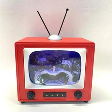 Holiday Christmas Working Retro TV Train Winter Display