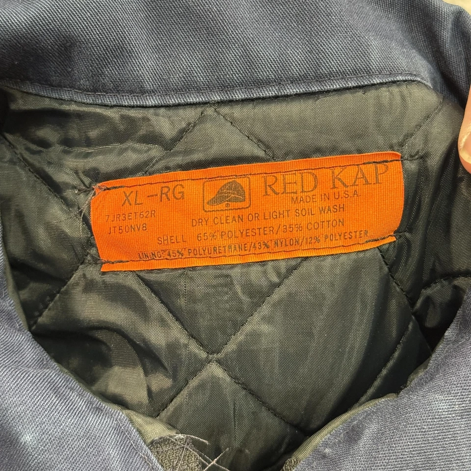 Vintage Red Kap Jacket Mens XL Navy Blue Quilted Mechanic Talon Zip Made USA 80s - Image 3 of 4