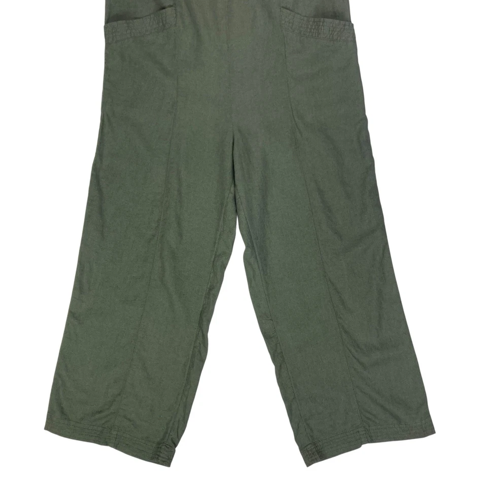 Mono Nicole Miller Mujer Talla 2 Verde Mezcla Lino Pierna Ancha Verano Transpirable Foto 4 de 4