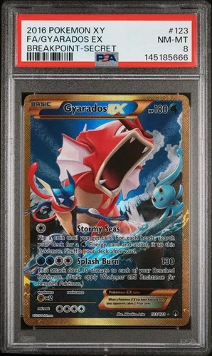 2016 POKEMON XY BREAKPOINT SECRET #123 FULL ART/GYARADOS EX PSA 8