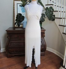 Vintage Val Mode Ivory Full Length Slip Dress Nightgown Lace Details Size M