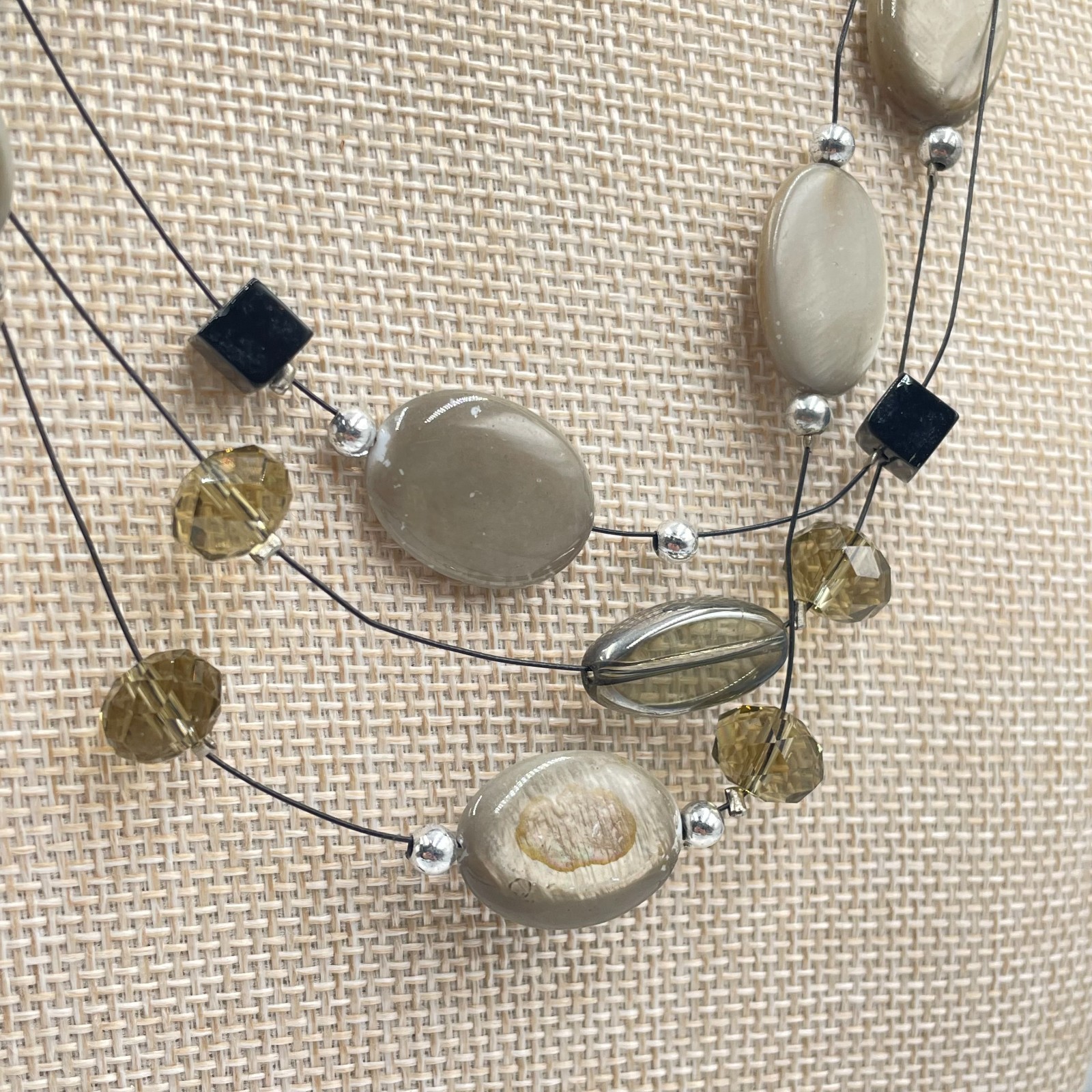 Silver-Tone Translucent Floating Beads Triple-Str… - image 6