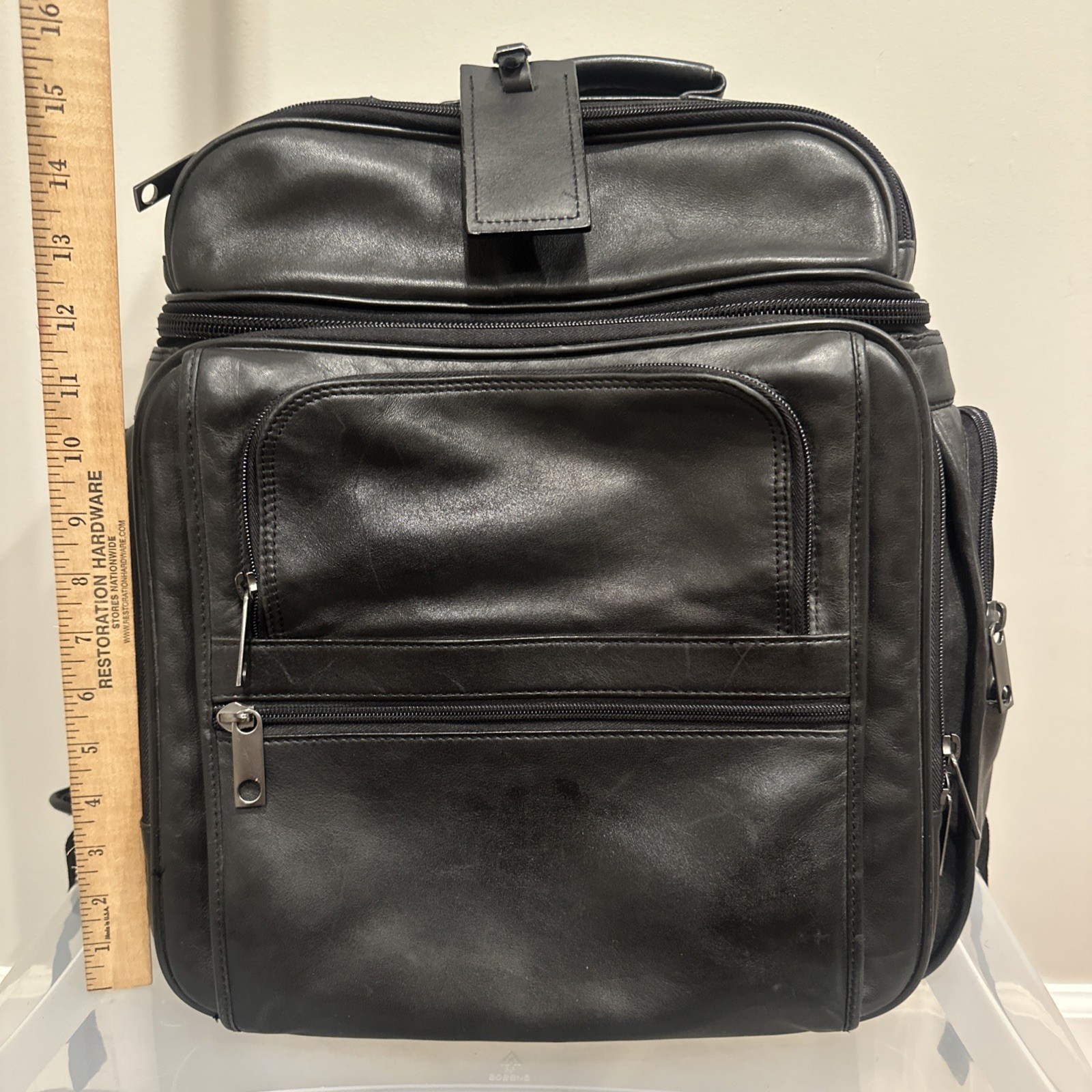 Men's Leather Backpack Simple Multifunctional Lei… - image 1