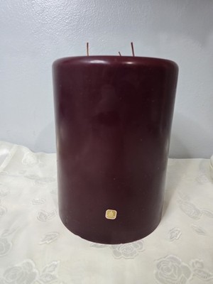 Partylite Mulberry Cranberry ? 6'' x 8'' 3-Wick Pillar Candle Burgundy Maroon NWOB