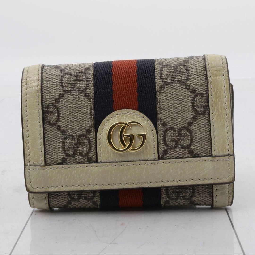 Gucci Offidia Portefeuille Tri Fold Portefeuille Compact Logo GG Supreme