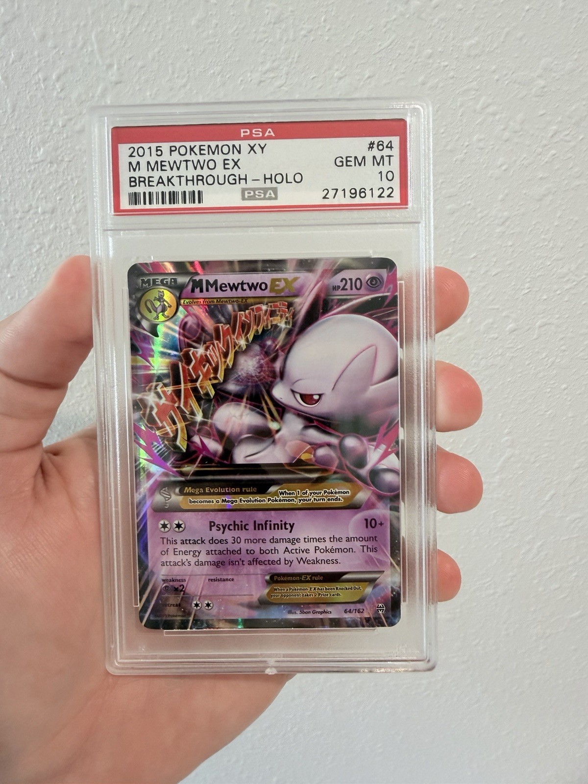 Pokémon M Mewtwo EX Ultra Rare Holo TCG Card 64/162 XY Breakthrough PSA 10