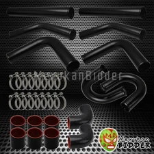 High Quality 3.0" Aluminum DIY FMIC Turbo Intercooler U Pipes Piping Kit Black