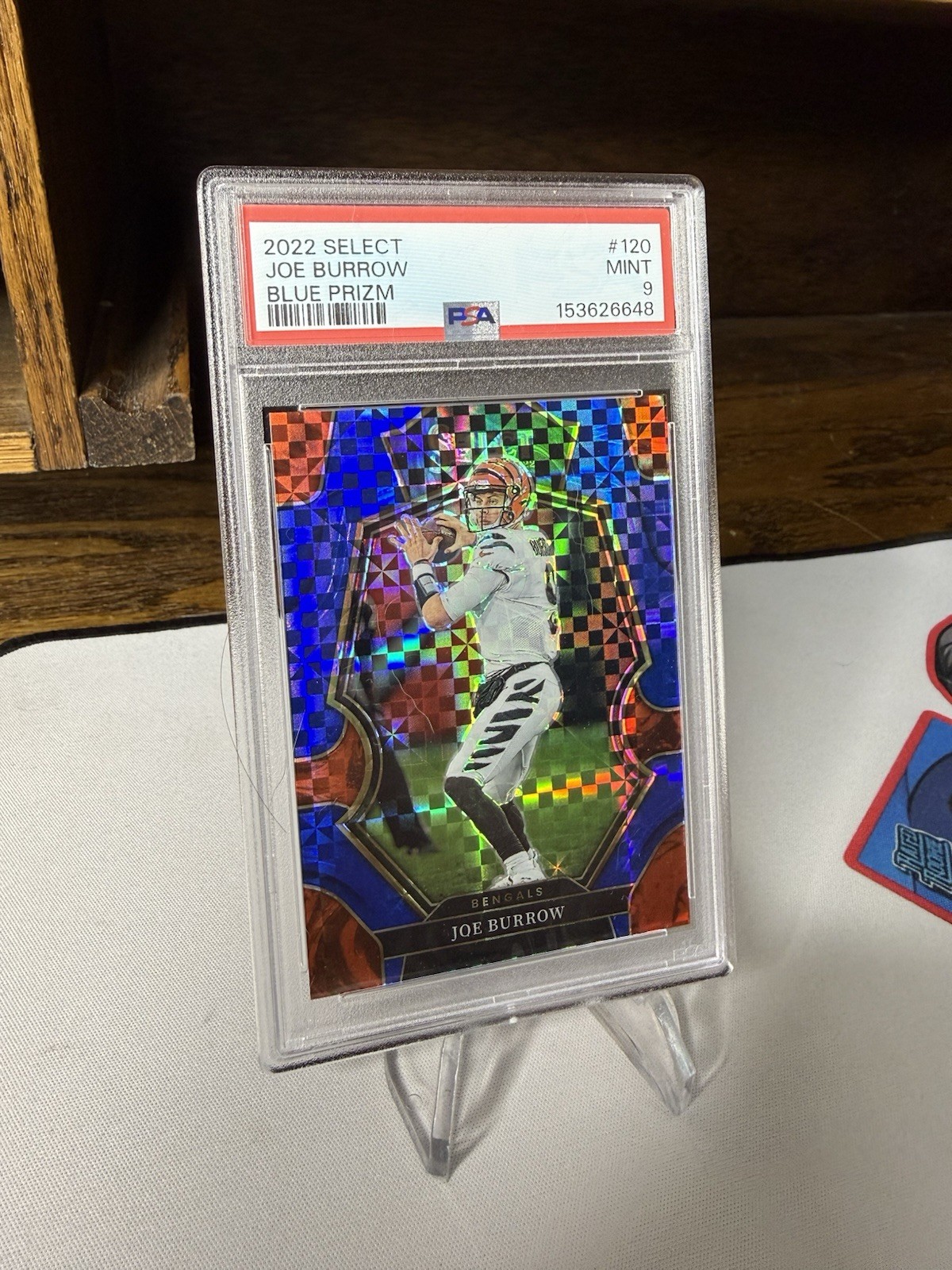 Joe Burrow 2022 Panini Select #120 Blue Prizm /149 PSA 9 view 2