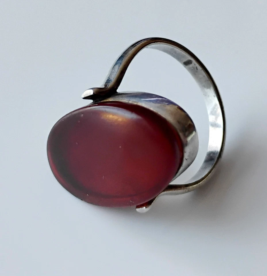 Bague en Ambre de la Baltique sur Argent Sterling 925 - Taille 56 - Photo 3/3