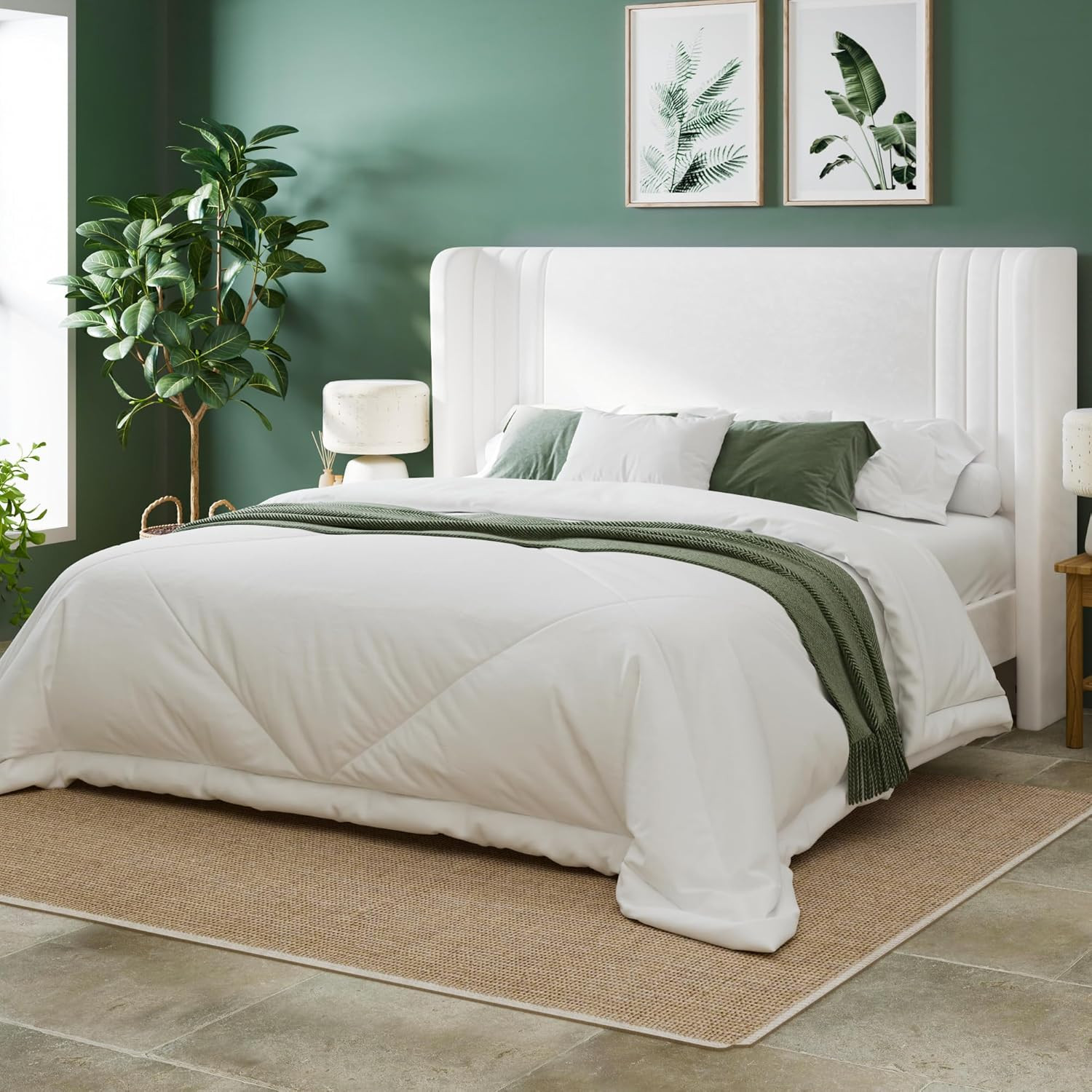 With Vertical Tufted Wingback Headboard, Ea