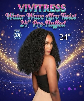 VIVITRESS Water Wave Afro Twist Pre-Fluffed Crochet Hair 3X Mega Pack UK