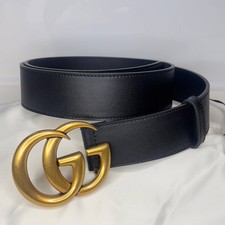 Authentic Women's GG Marmont BlackGUCCl Leather Belt 95cm