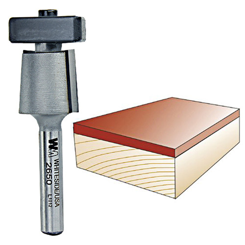 Whiteside Laminate Trim Bit w/Euro Square Bearing, 1/4" SH x 3/4" CD x 5/8" CL 2650