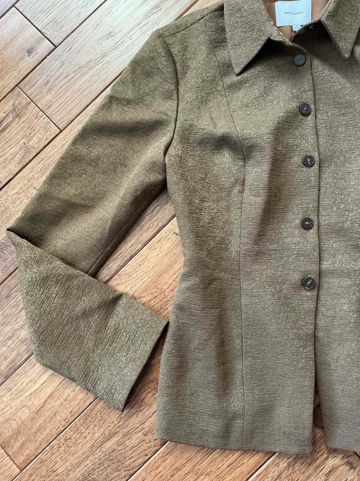 Reformation Chloe Button Down Collared Shirt, Bro… - image 3