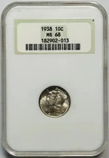 1938 Mercury Dime NGC MS-68
