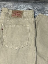 Vintage Made In USA 1997 Levis 550 Relaxed Fit Beige Khaki Denim Jeans 38x31.5
